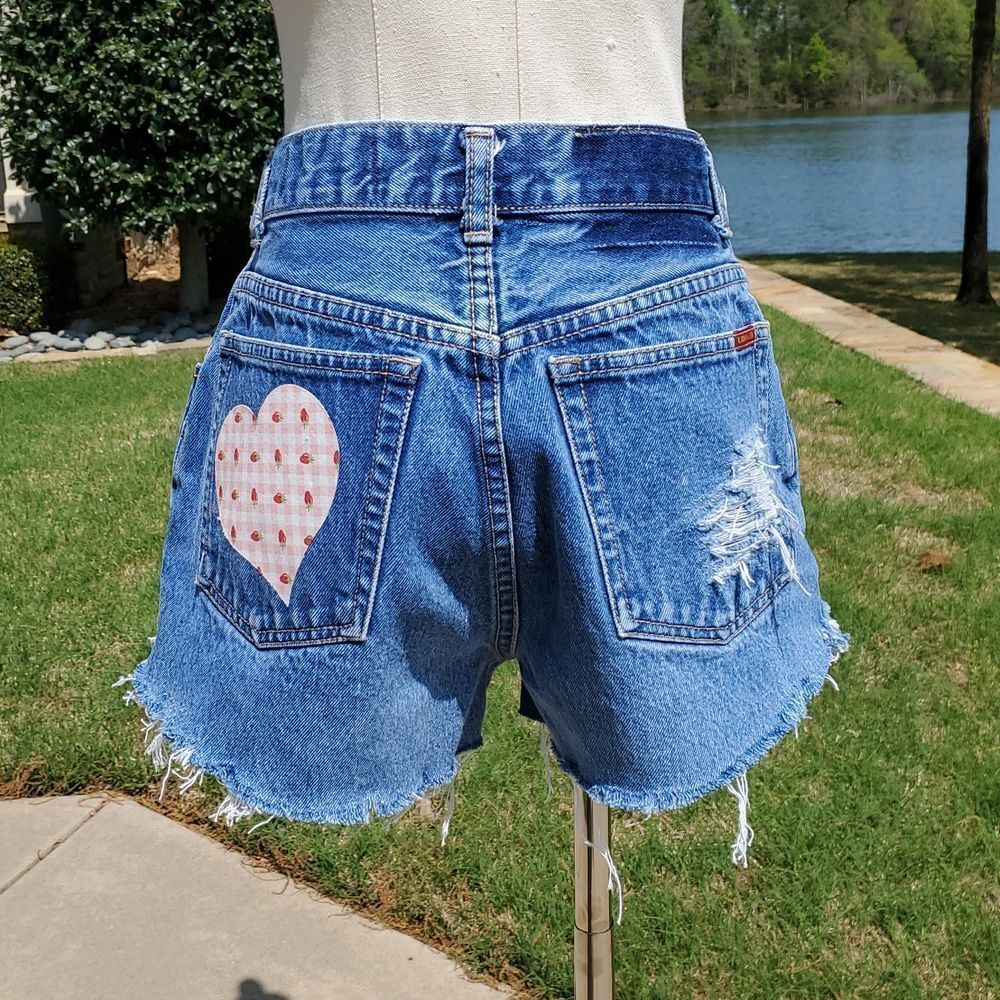 NEW  HEY SUE! UPCYCLES DROPPING SOON!! Lawman Upcycled Shorts Denim Jean - Picture 7 of 9